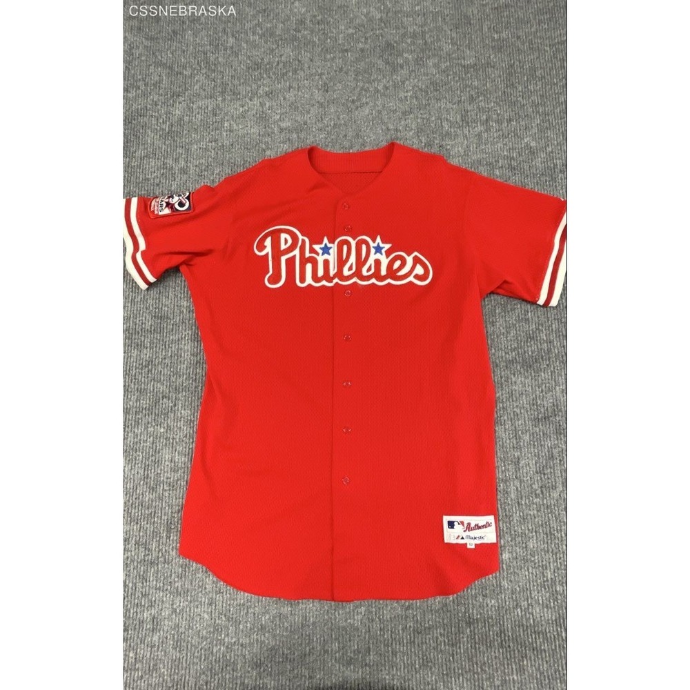Majestic Red Philadelphia Phillies Jersey Mens 46 Authentic MLB Baseball - 52